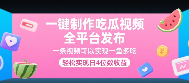 一键制作吃瓜视频，全平台发布，一条视频可以实现一鱼多吃，轻松实现日4位数收益【揭秘】-网创资源站