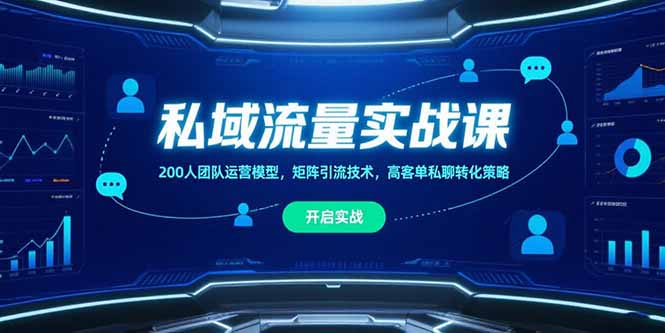 私域流量实战课，200人团队运营模型，矩阵引流技术，高客单私聊转化策略-网创资源站