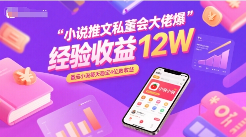 小说推文私董会大佬爆单经验分享收益12W，番茄小说每天稳定4位数收益-网创资源站