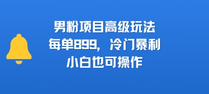 男粉项目高级玩法，每单899，冷门暴利，小白也可操作-网创资源站