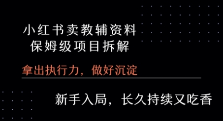 小红书卖小学教辅资料 保姆级项目拆解 1次课程彻底讲清楚!-网创资源站