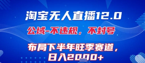 淘宝无人直播12.0，不封号，不违规，布局下半年旺季赛道，日入1k+(独家技术)【揭秘】-网创资源站