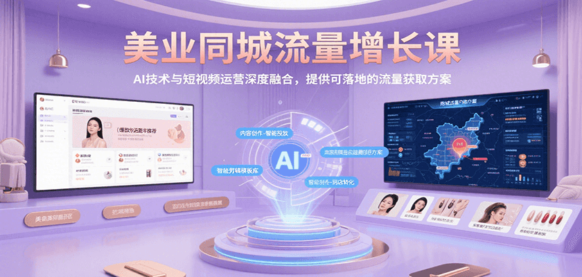 美业同城流量增长课，AI技术与短视频运营深度融合，提供可落地的流量获取方案-网创资源站