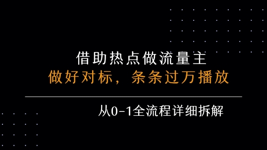 借力热点，乘顺风车玩流量主，条条过万播放， 每月收益5k+，从0-1全流程详细拆解-网创资源站