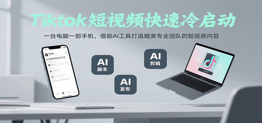 Tiktok短视频快速冷启动，一台电脑一部手机，借助AI工具打造媲美专业团队的短视频内容-网创资源站