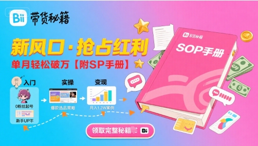 B站哔哩哔哩带货秘籍，新风口，抢占红利，单月轻松破万【附SOP手册】-网创资源站