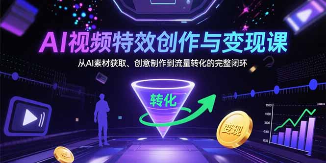 AI视频特效创作与变现课：从AI素材获取、创意制作到流量转化的完整闭环-网创资源站