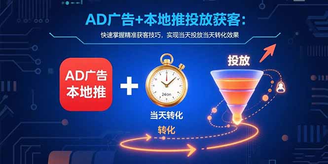 AD广告+本地推投放获客：快速掌握精准获客技巧，实现当天投放当天转化效果-网创资源站