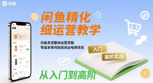 闲鱼精细化运营入门+高阶实战教学，闲鱼卖货整体运营思路，零成本零风险轻创业电商项目-网创资源站