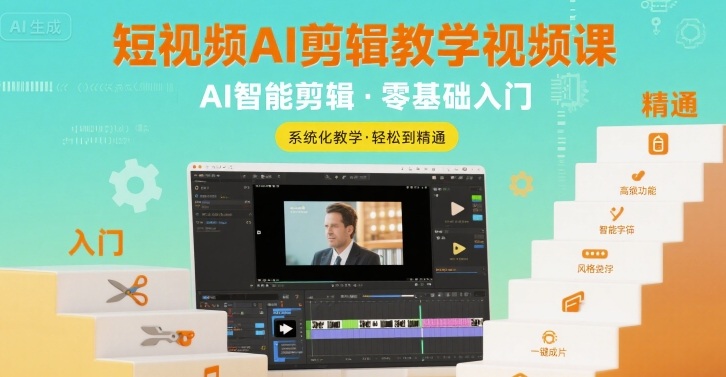 短视频AI剪辑教学视频课，入门到精通-网创资源站