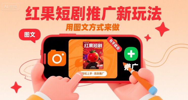 红果短剧推广新玩法，用图文方式来做，有手就会-网创资源站