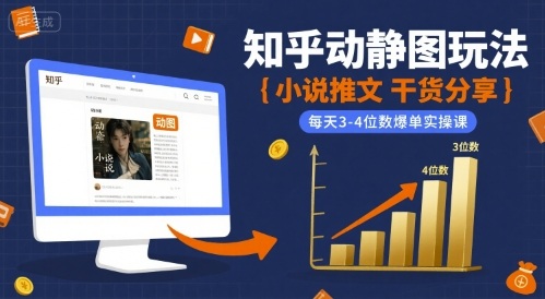 小说推文干货分享之知乎动静图玩法，每天3-4位数爆单实操课-网创资源站