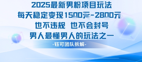 2025最新男粉项目玩法每天变现1k+也不违规也不会封号男人最懂男人的玩法-网创资源站