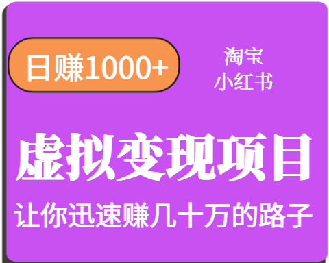 淘宝OR小红书虚拟变现，日赚1000+，多账号操作年收入几十W不等-网创资源站