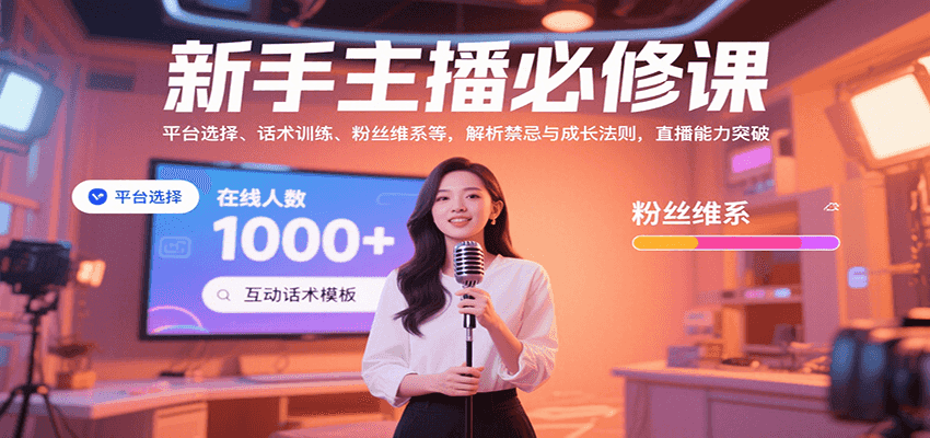 新手主播必修课：平台选择、话术训练、粉丝维系等，解析禁忌与成长法则，突破直播能力-网创资源站