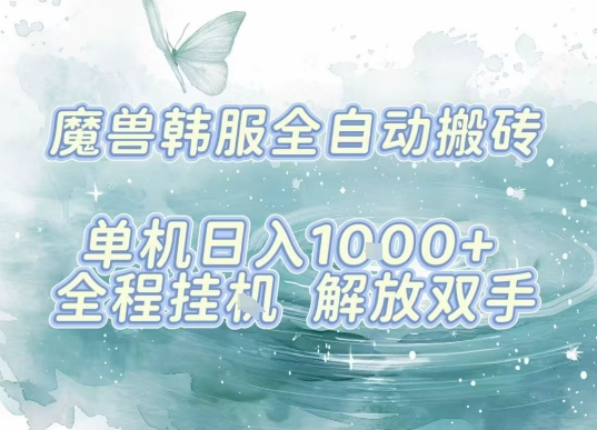 最新韩服游戏搬砖，单机日入1k+，全自动运行挂G项目，解放双手【揭秘】-网创资源站