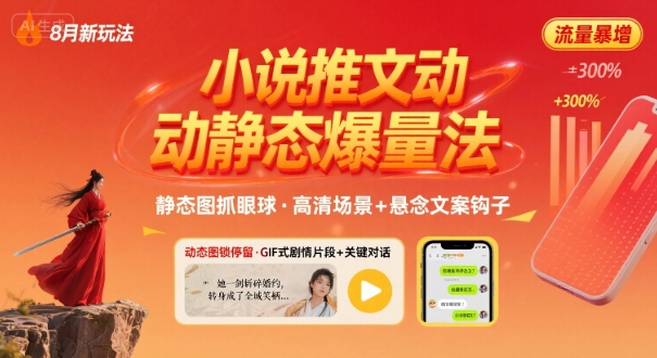 8月小说推文全新玩法，动静态图片+搭配小说文案爆量玩法-网创资源站