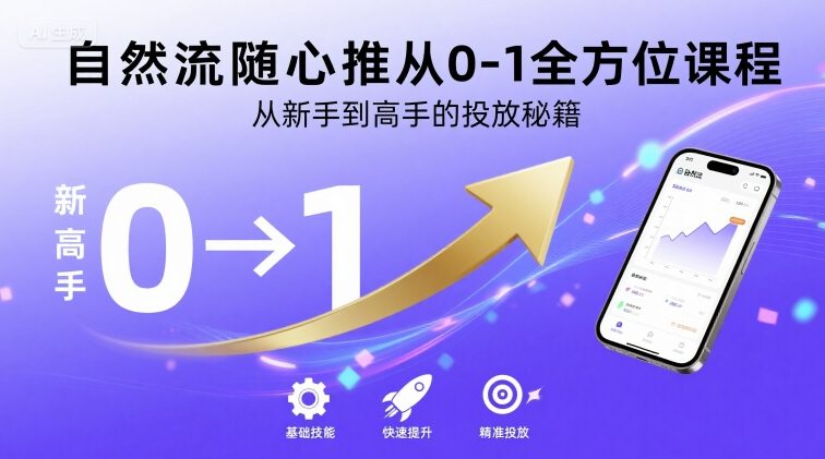 自然流随心推从0-1全方位课程，从新手到高手的投放秘籍-网创资源站