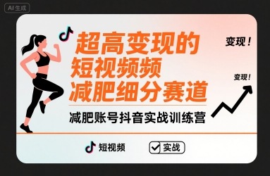 超高变现的短视频减肥细分赛道，减肥账号抖音实战训练营-网创资源站
