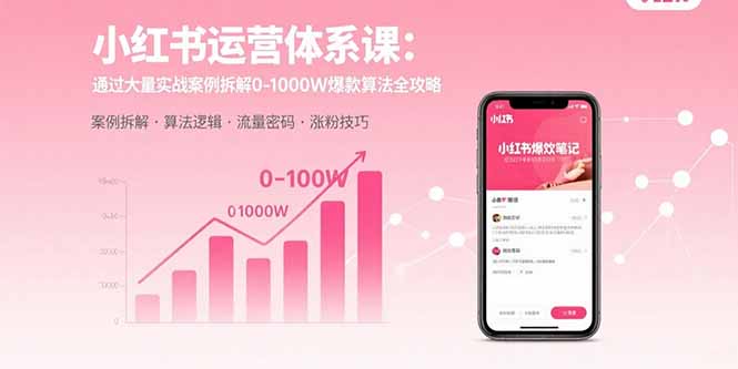 小红书运营体系课：通过大量实战案例拆解0-1000W爆款算法全攻略-网创资源站