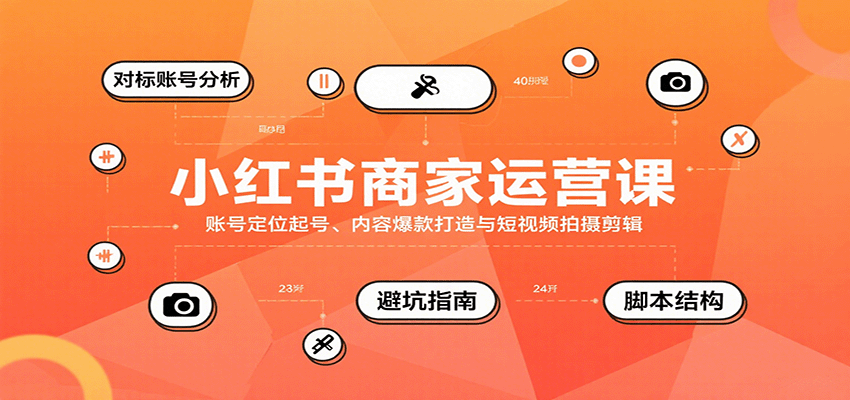 小红书商家运营课，账号定位起号、内容爆款打造与短视频拍摄剪辑-网创资源站