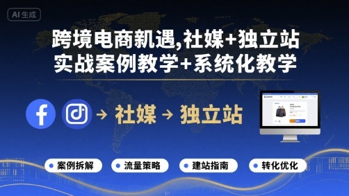 跨境电商新机遇，社媒+独立站，实战案例教学+系统化教学-网创资源站