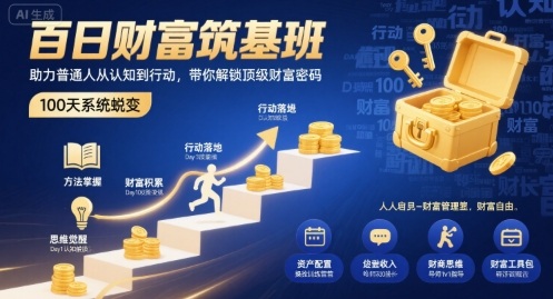 百日财富筑基班，助力普通人从认知到行动，带你解锁顶级财富密码-网创资源站