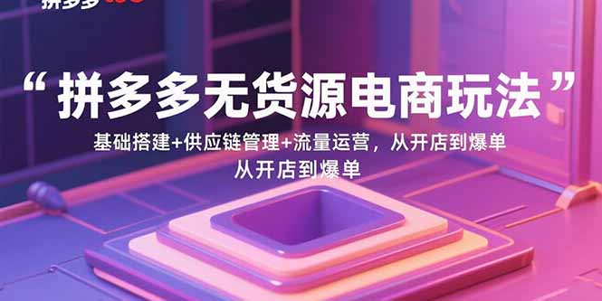 拼多多无货源电商玩法：基础搭建+供应链管理+流量运营，从开店到爆单-网创资源站