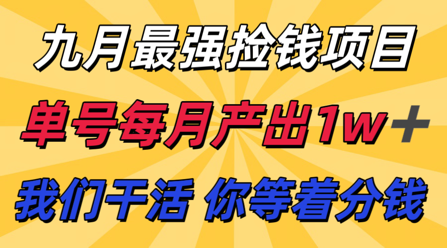 九月最强捡钱项目！ 支付宝分成代运营，我们干活，你分钱！单号月产1w+-网创资源站