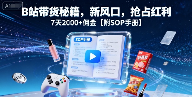 B站带货秘籍，新风口，抢占红利，7天2k+佣金【附SOP手册】-网创资源站