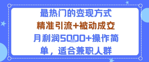 小众赛道玩法：当下最热门的变现方式，精准引流+被动成交月利润5k+操作简单，适合兼职人群-网创资源站