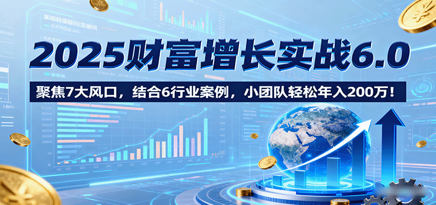 2025财富增长实战6.0，聚焦7大风口，结合6行业案例，小团队轻松年入200万！-网创资源站