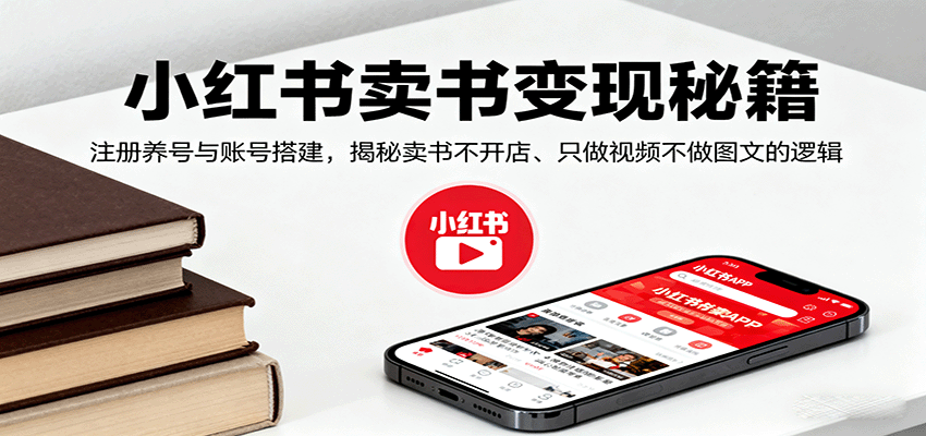 小红书卖书变现秘籍，注册养号与账号搭建，揭秘卖书不开店、只做视频不做图文的逻辑-网创资源站