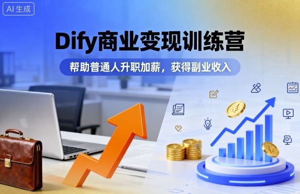 Dify商业变现训练营，帮助普通人升职加薪，获得副业收入-网创资源站