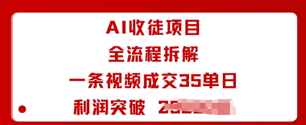 AI收徒项目全流程拆解一条视频成交35单日利润突破1k+-网创资源站