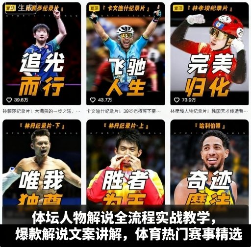 体坛人物解说全流程实战教学，爆款解说文案讲解，体育热门赛事精选-网创资源站