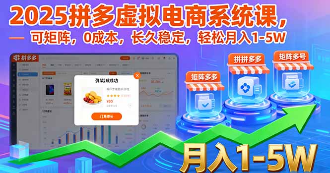 2025拼多多虚拟电商系统课，可矩阵，0成本，长久稳定，轻松月入1-5W-网创资源站