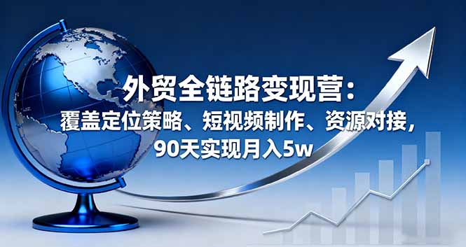 外贸全链路变现营：覆盖定位策略、短视频制作、资源对接，90天实现月入5w-网创资源站