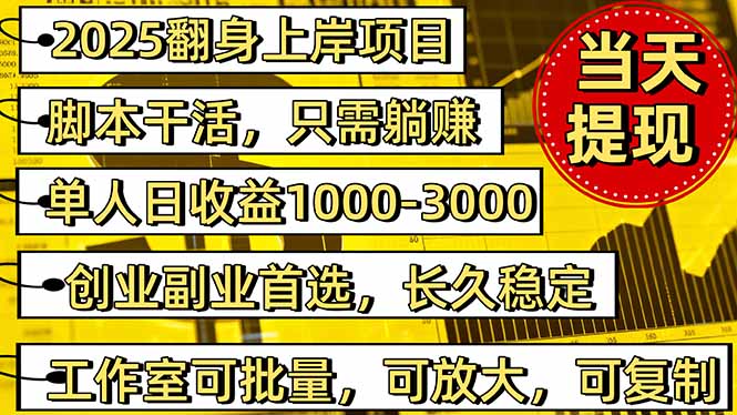 稳定八年美金掘金2.0脚本干活，只需躺赚。单人日收益1000-3000可批量、…-网创资源站