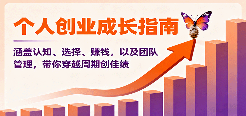 个人创业成长指南：涵盖认知、选择、赚钱，以及团队管理，带你穿越周期创佳绩-网创资源站