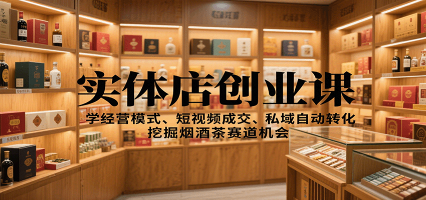 实体店创业课：学经营模式、短视频成交、私域自动转化，挖掘烟酒茶赛道机会-网创资源站