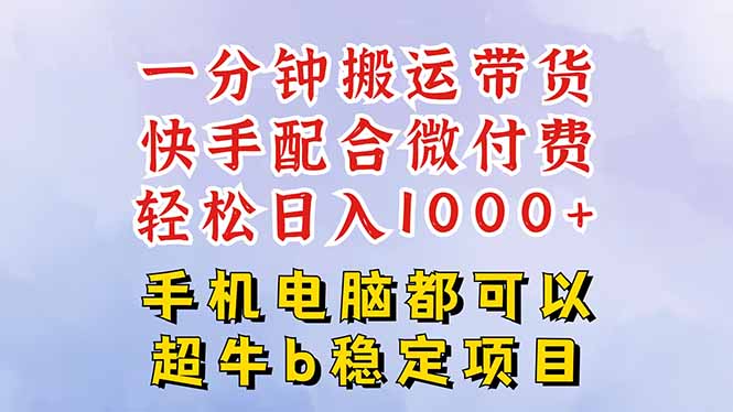 快手黑科技一分钟搬运带货，一刀不剪过原创，微付费投流玩法，轻松日入…-网创资源站