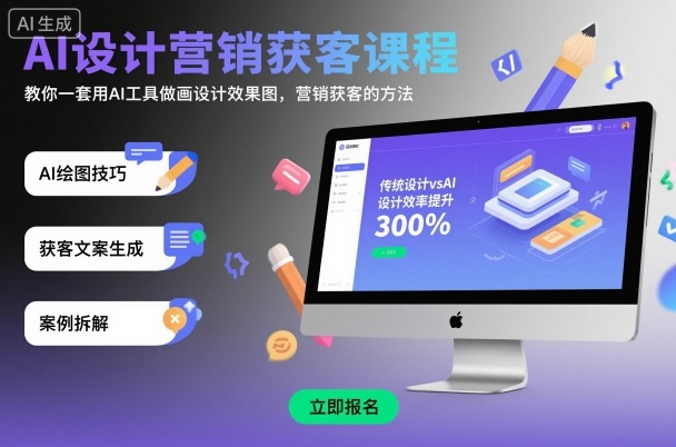 AI设计营销获客课程，教你一套用AI工具做画设计效果图，营销获客的方法-网创资源站
