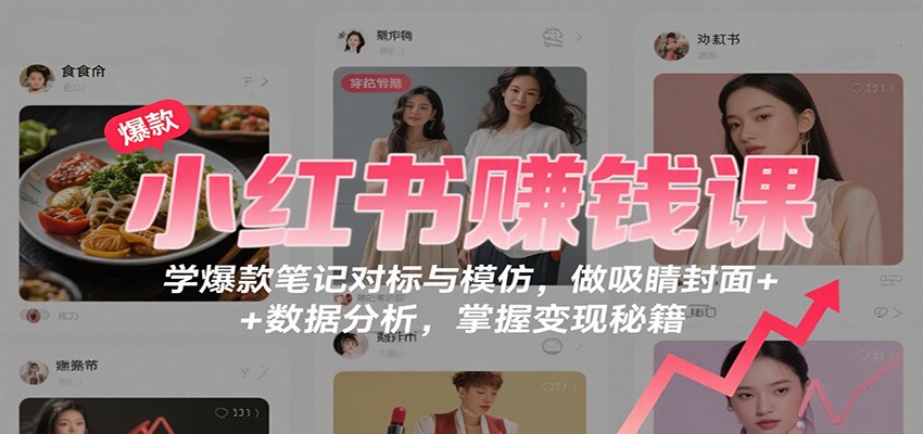 小红书赚钱课：学爆款笔记对标与模仿，做吸睛封面 + 数据分析，掌握变现秘籍-网创资源站