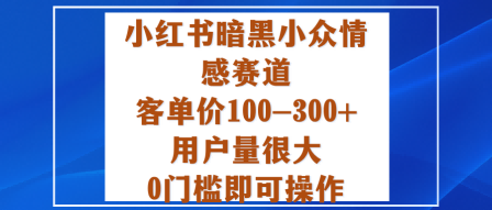 小红书暗黑小众情感赛道，客单价100-300+用户量很大，0门槛即可操作-网创资源站