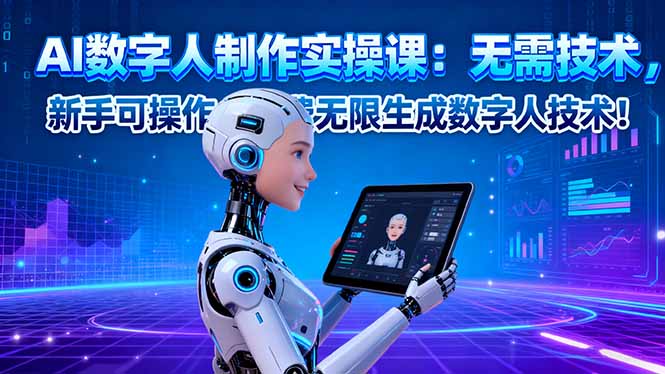AI数字人制作实操课：无需技术，新手可操作，免费无限生成数字人技术！-网创资源站