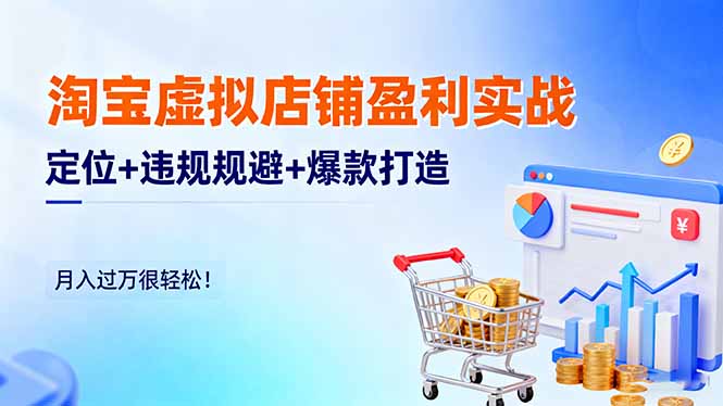 淘宝虚拟店铺盈利实战：定位+违规规避+爆款打造，月入过万很轻松！-网创资源站