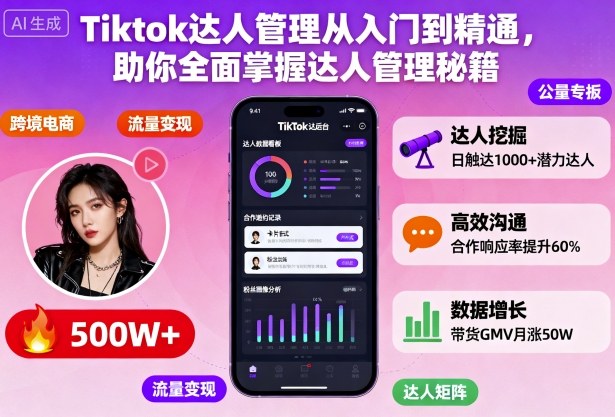 Tiktok达人管理从入门到精通，助你全面掌握达人管理秘籍-网创资源站