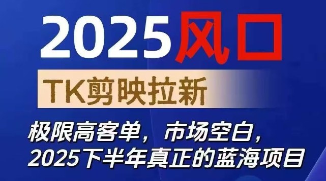 2025风口TK剪映capcut拉新项目，极限高客单，市场空白，2025下半年真正的蓝海项目-网创资源站