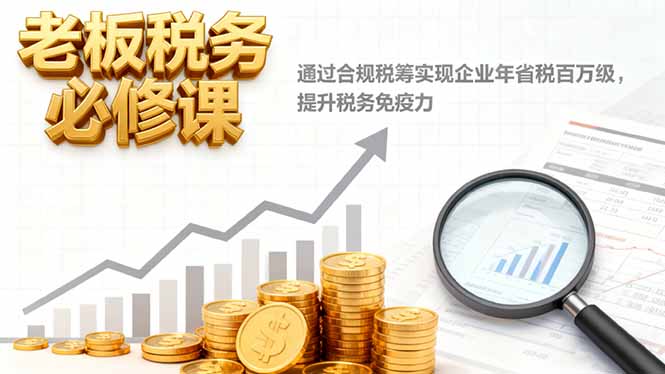 老板税务必修课，通过合规税筹实现企业年省税百万级，提升税务免疫力-网创资源站